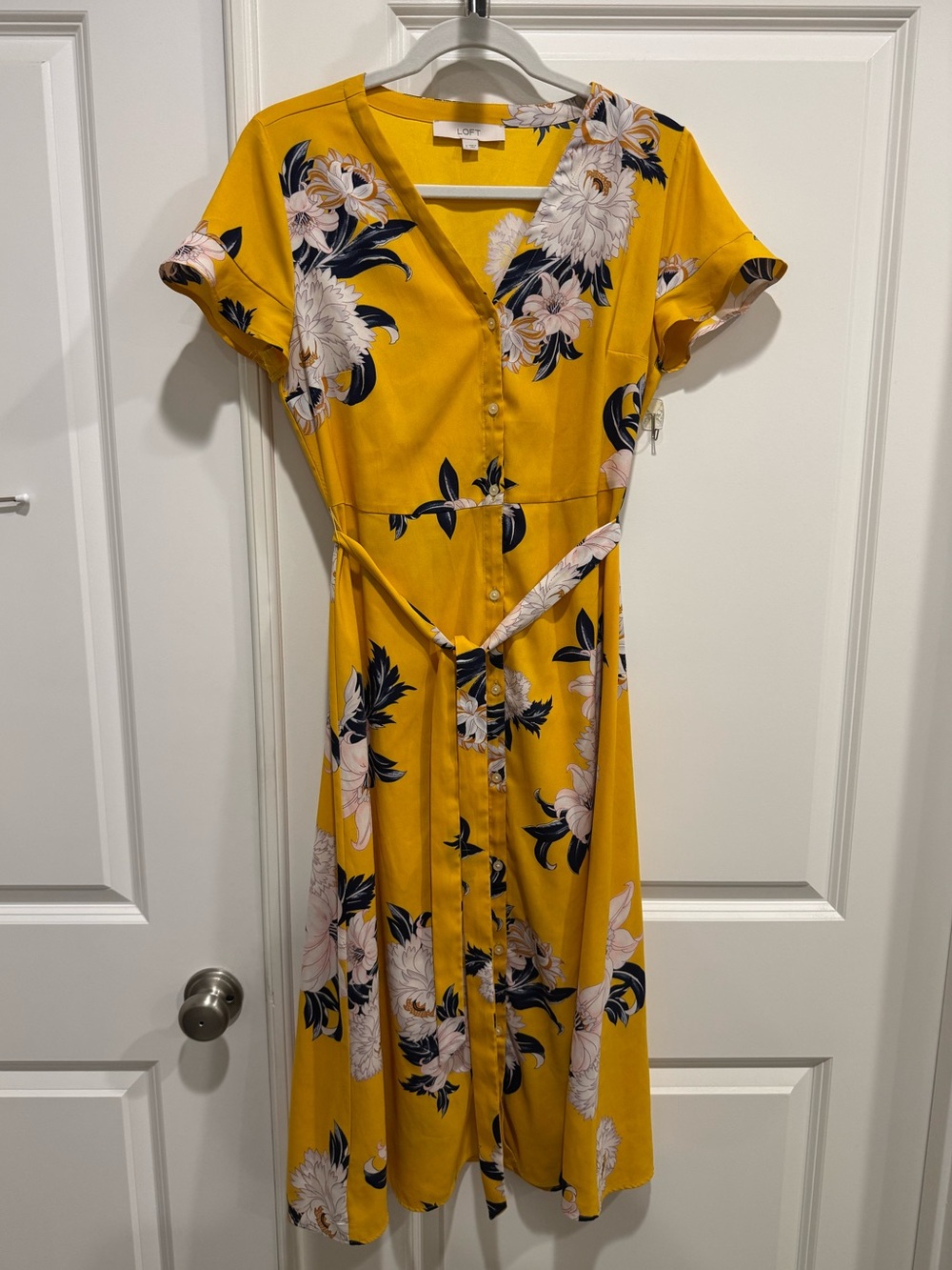 LOFT Floral Yellow Dress Size 2